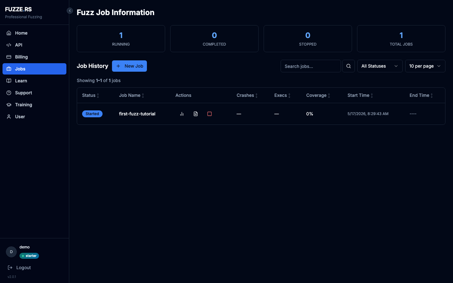 Job started